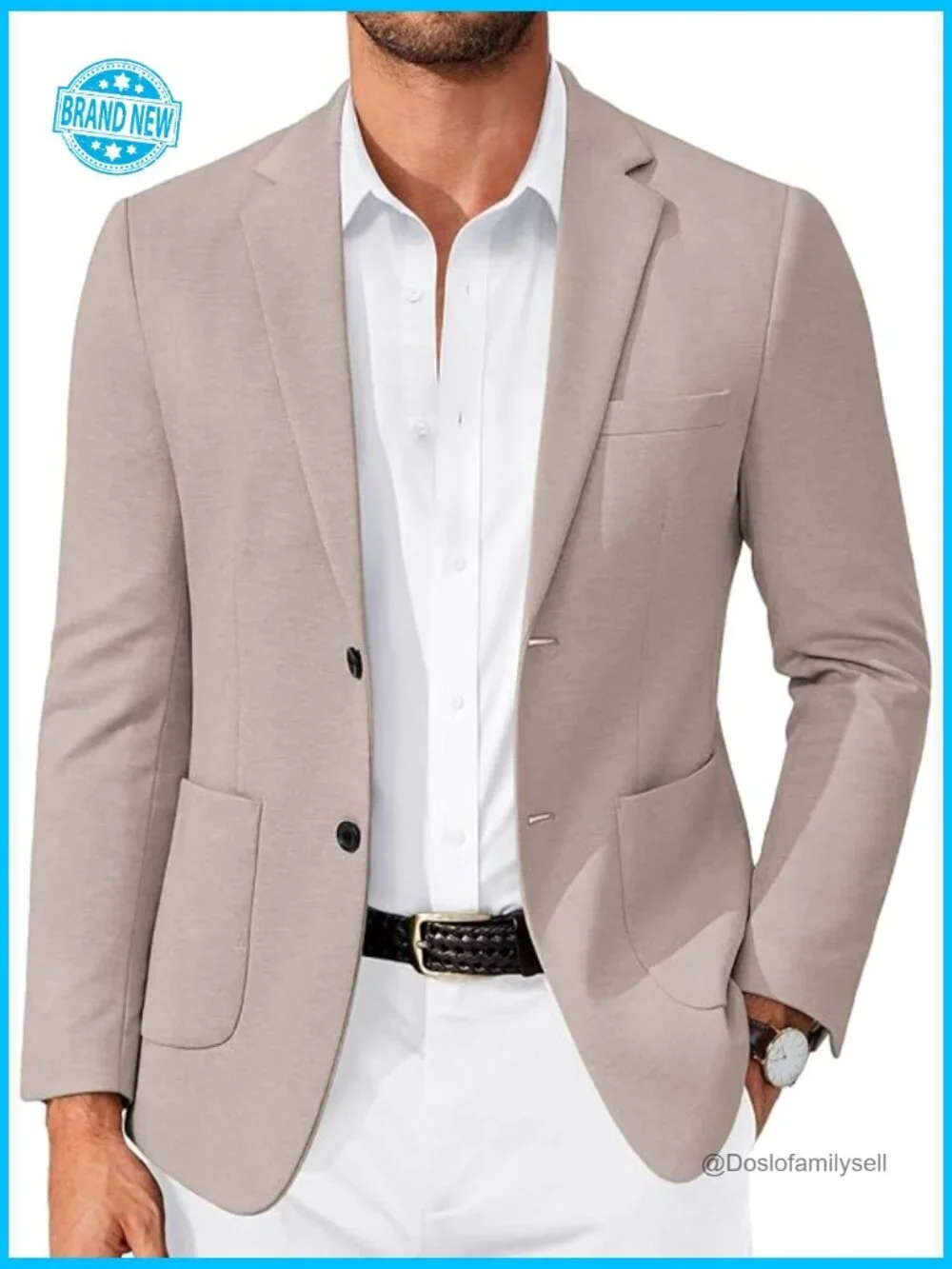 Slim Fit Knit Blazer Casual Sport Coat Stretch Lightweight Two Button Jacket